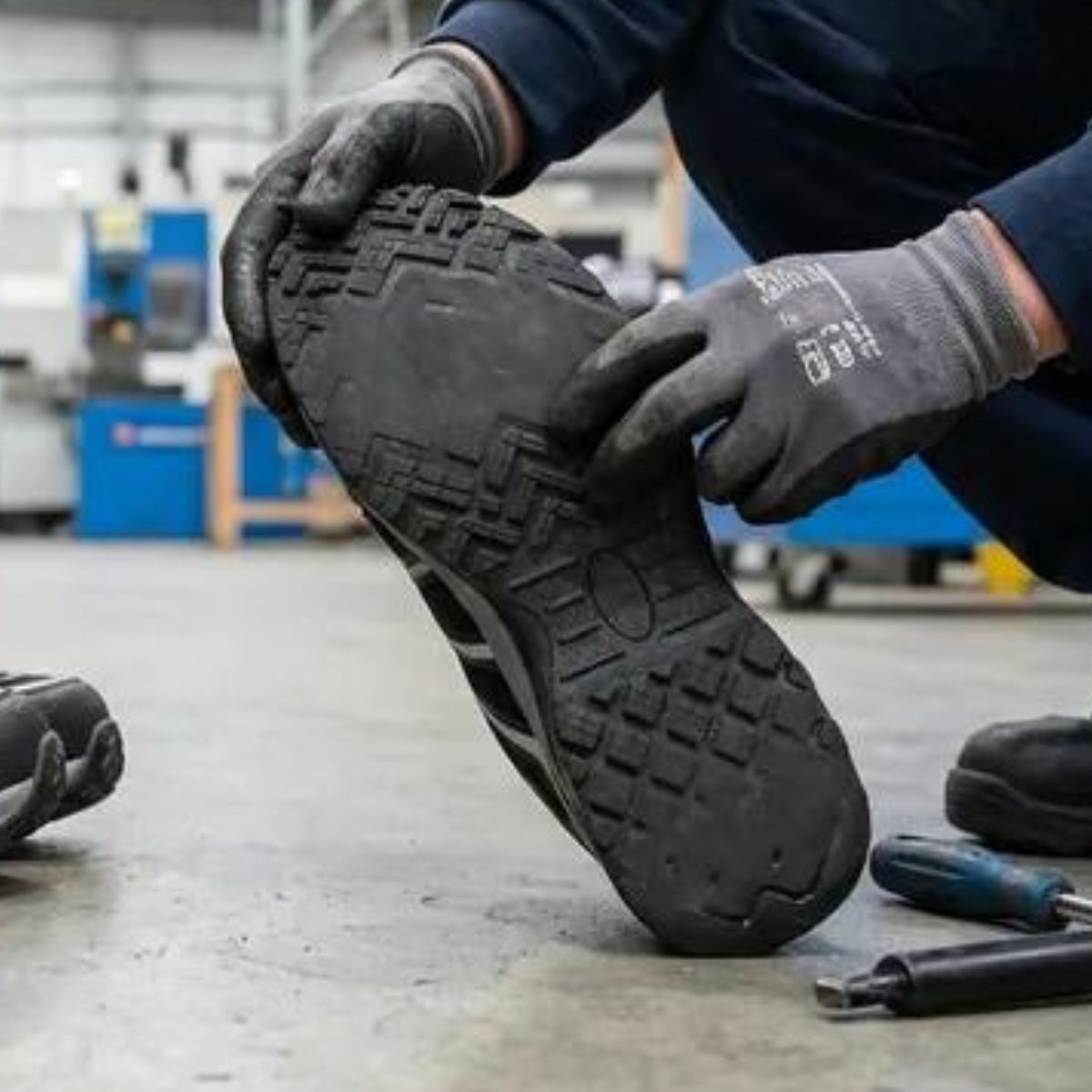zapato de seguridad desgastado